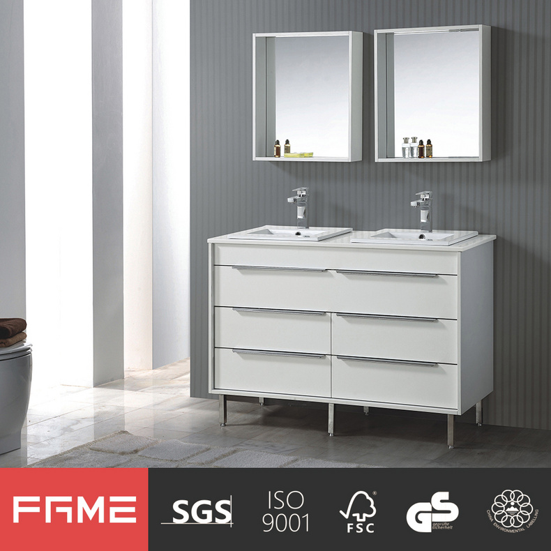 American Modern White Double Sink Mirror Bathroom Vanities MF-1506