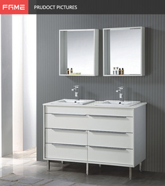 American Modern White Double Sink Mirror Bathroom Vanities MF-1506