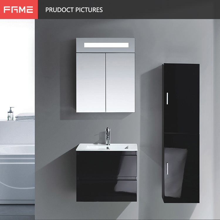 High Glossy Lacquer Single Sink Mirror Bathroom Cabinets MF-1512