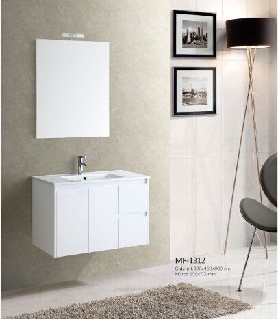 Luxury Modern Wall Hung White Lacquer Iron Shelf Bathroom Cabinets