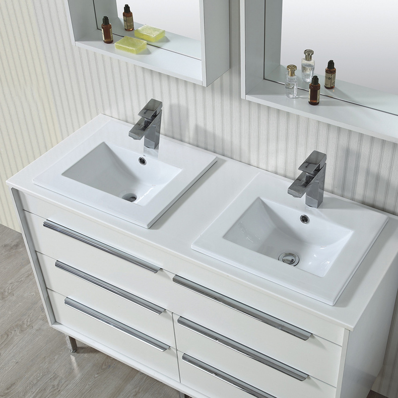 American Modern White Double Sink Mirror Bathroom Vanities MF-1506