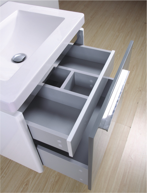 Small Wall Mounted Insert Drawer Grey Lacquer Ceramic Single Sink Bathroom Cabinets MF-1517