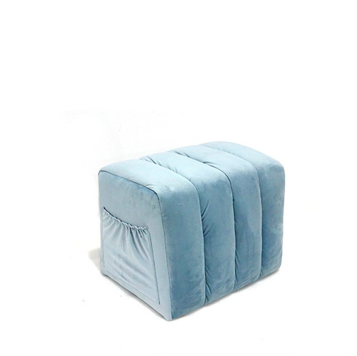 Light Blue Velvet Ottoman Stool