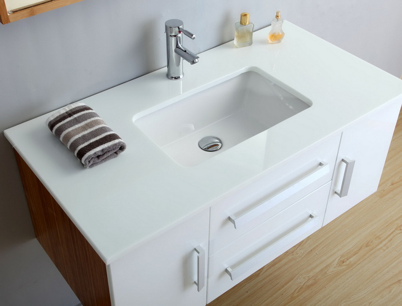 European style wall bamboo bathroom modern sink vanity