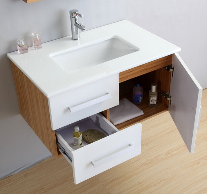 Quality wall white painting MDF bamboo bathroom sink vanity