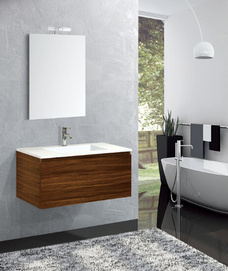 Mounted wall modern wood veneer bathroom vanity furniture vanity