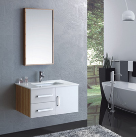 Quality wall white painting MDF bamboo bathroom sink vanity