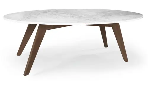Italian Marble Coffee Table with Wood Legs