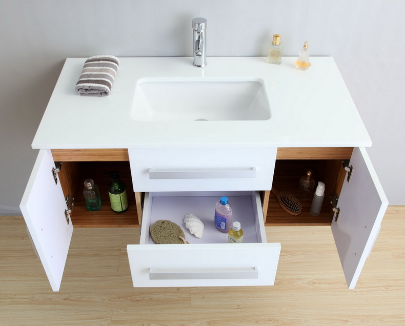 European style wall bamboo bathroom modern sink vanity