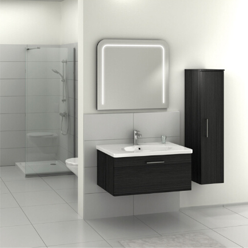 Modern hung melamine veneer MDF bathroom furniture with side cabinet