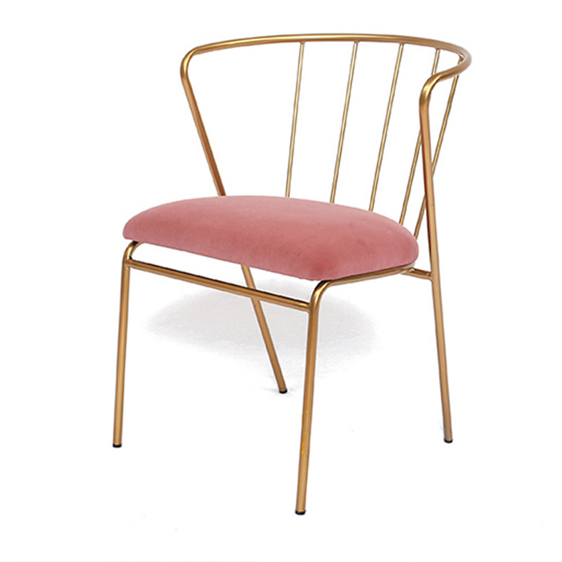 Pink Metal Velvet Dining Chair