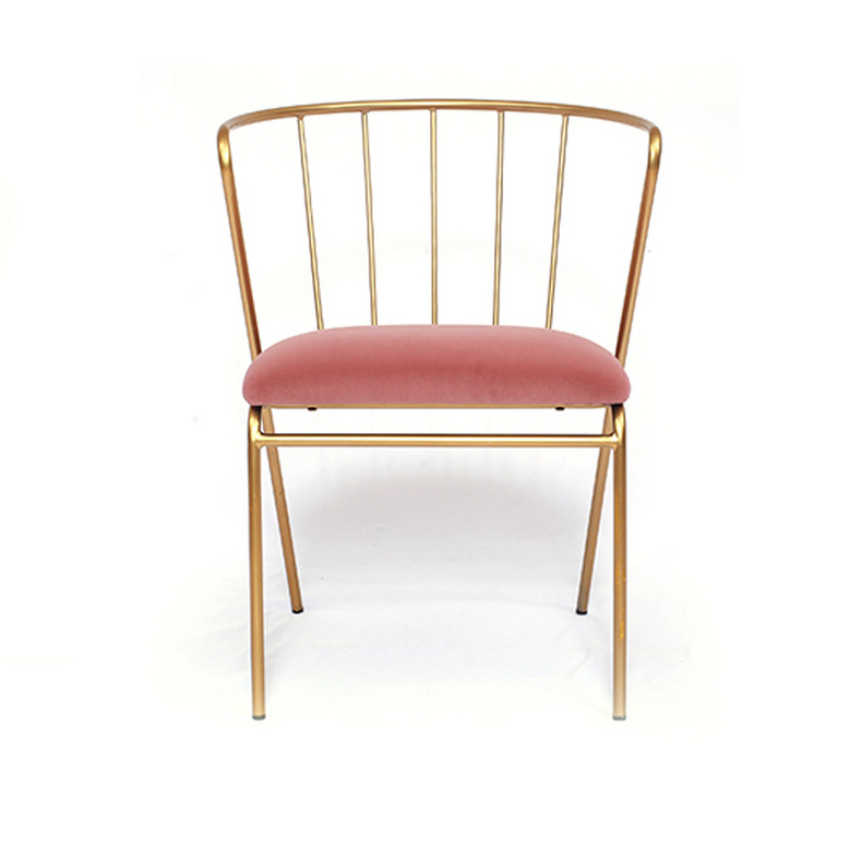 Pink Metal Velvet Dining Chair