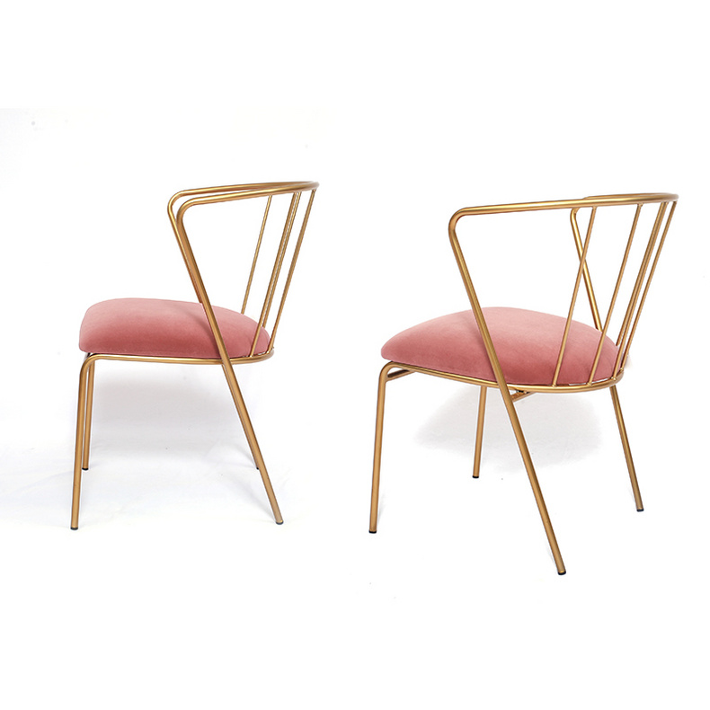 Pink Metal Velvet Dining Chair