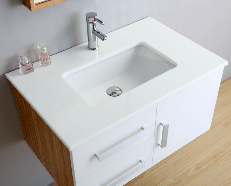 Quality wall white painting MDF bamboo bathroom sink vanity