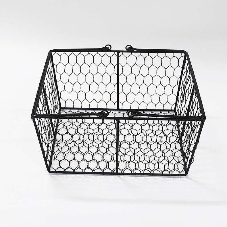 Home decoration home use metal wire storage holder basket with handle