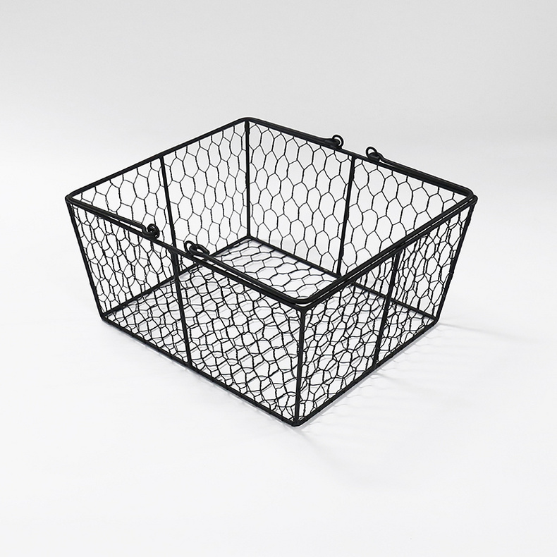 Home decoration home use metal wire storage holder basket with handle