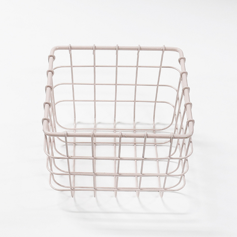 Mini square shape metal wire mesh storage basket organizer F10271