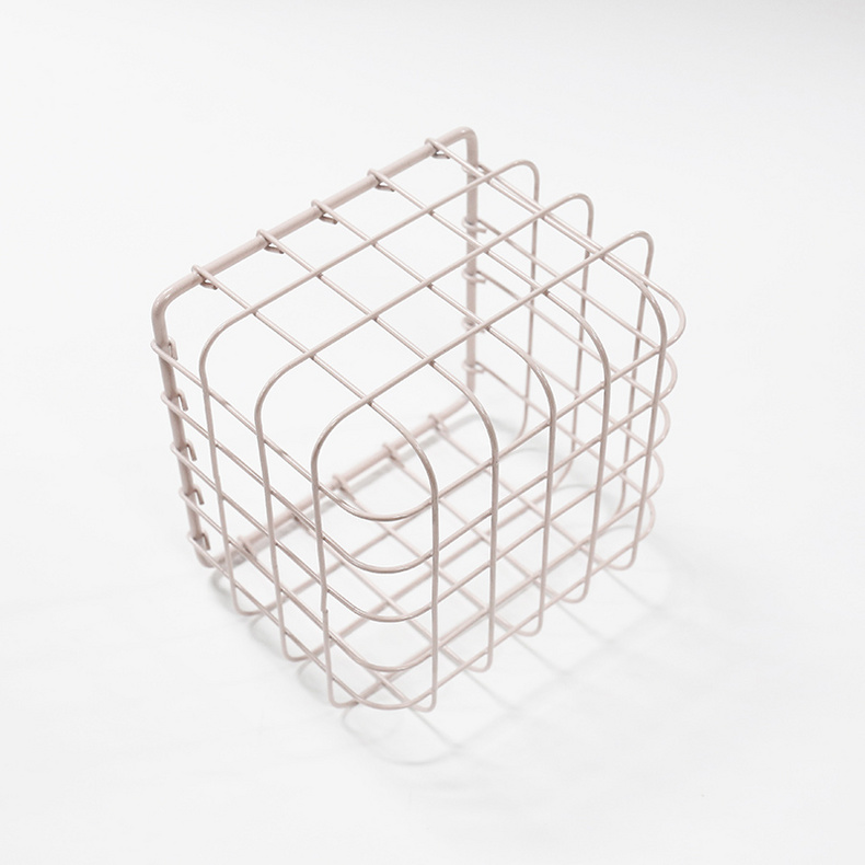 Mini square shape metal wire mesh storage basket organizer F10271