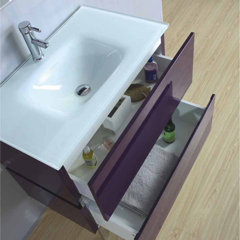 Contemporary Glass Basin Glossy Lacquer Bathroom Cabinets MF-1501