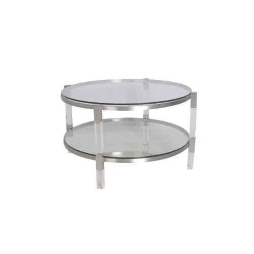 TS199045CT clear glass top SS+acrylic legs coffee table