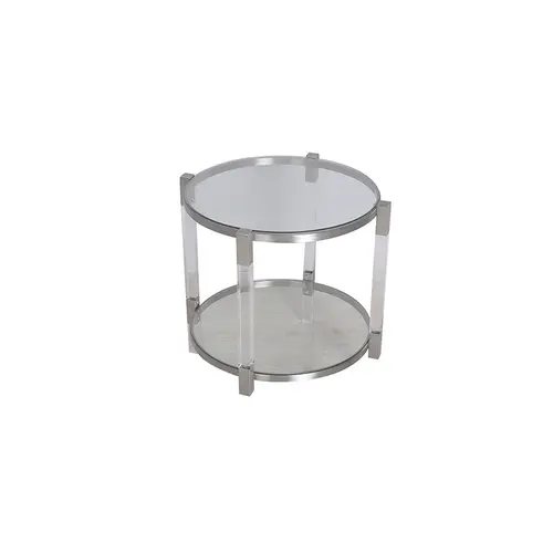 TS199045ET clear glass top acrylic legs end table