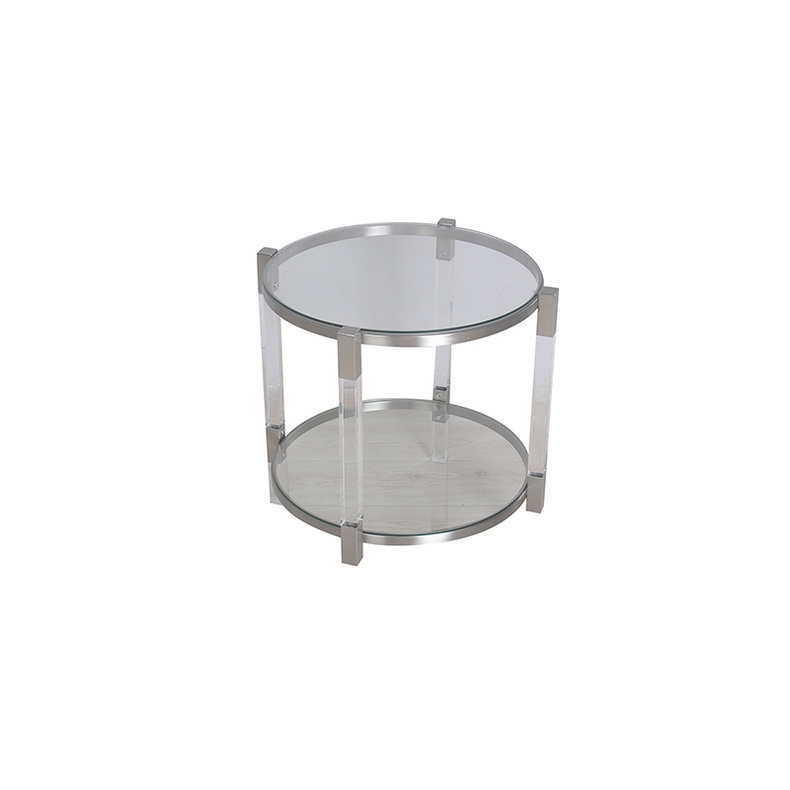 TS199045ET clear glass top acrylic legs end table