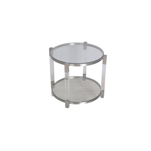 TS199045ET clear glass top acrylic legs end table