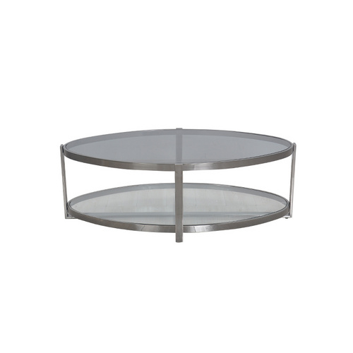 TS199031CT glass top and shelf round coffee table