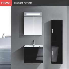 Black High Glossy Lacquer Mirrored Wall Hung MDF Bathroom Cabinets MF-1509