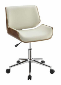 Modern Style  Leather Walnut Finish Wooden Frame Elegant Swivel Office Executive Chair Armless Chrome Legs office