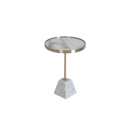 TS199001ET Marble base Tempered Glass laminated marble Paper/Mirror top End Table