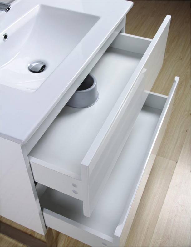 European White Glossy Lacquer Single Sink Wood Bathroom Cabinets MF-1510