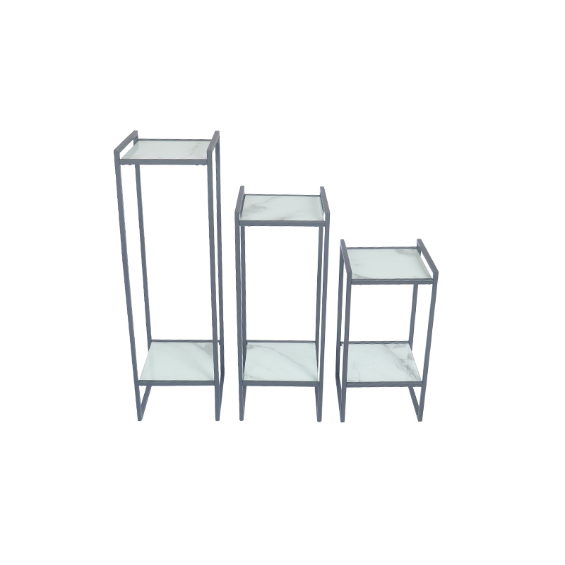 TS199005FR Marble Paper Laminated with Tempered Glass Side Tbale Set