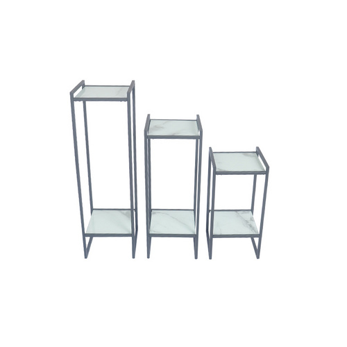 TS199005FR Marble Paper Laminated with Tempered Glass Side Tbale Set
