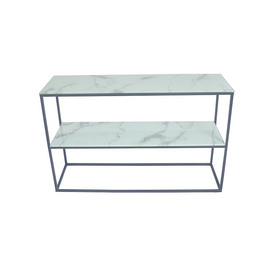 TS199005COT Tempered Glass Marble Look Console Table