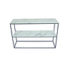 TS199005COT Tempered Glass Marble Look Console Table