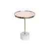 TS199001ET Marble base Tempered Glass laminated marble Paper/Mirror top End Table
