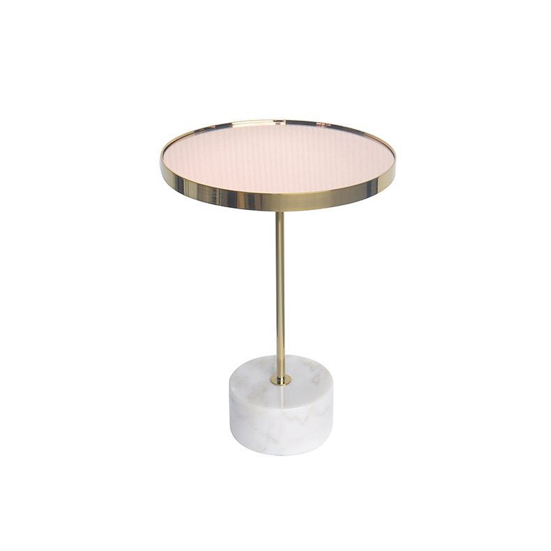 TS199001ET Marble base Tempered Glass laminated marble Paper/Mirror top End Table