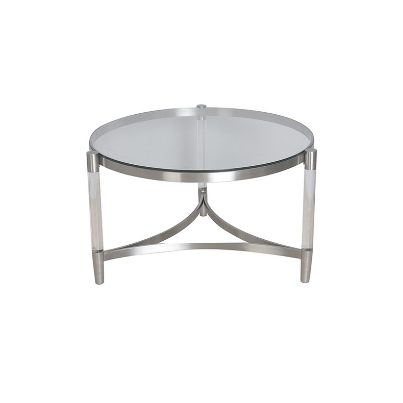 TS199067CT round clear glass acrylic legs coffee table