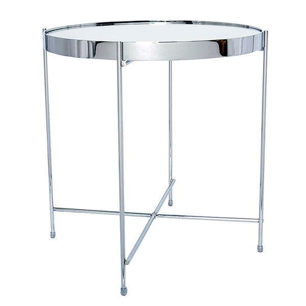 TS-0011C silver mirror top chrome plating frame End Table