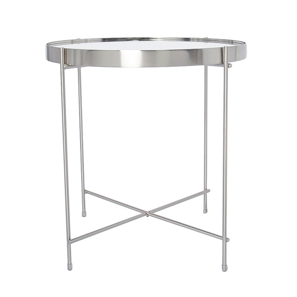 TS-0011C silver mirror top chrome plating frame End Table