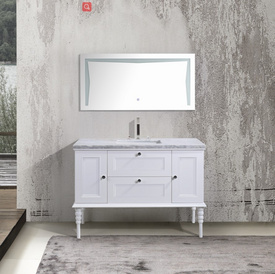 floor mounted wood storage design mirror bathroom cabinets made in Hangzhou