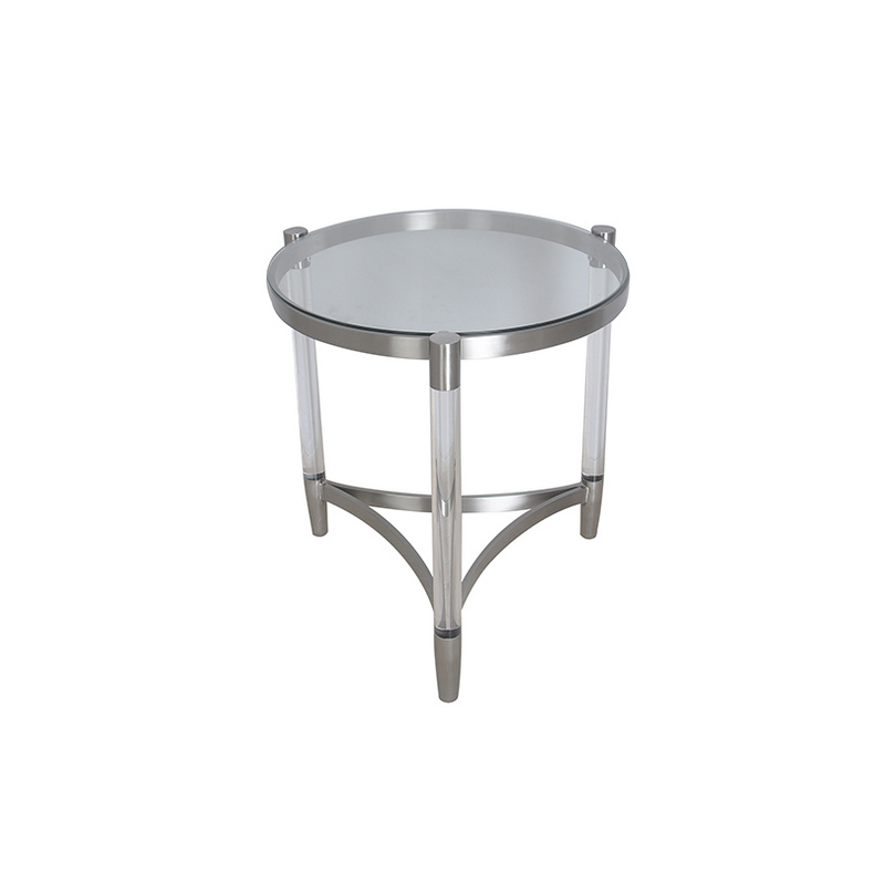 TS199067ET clear glass top acrylic legs end table