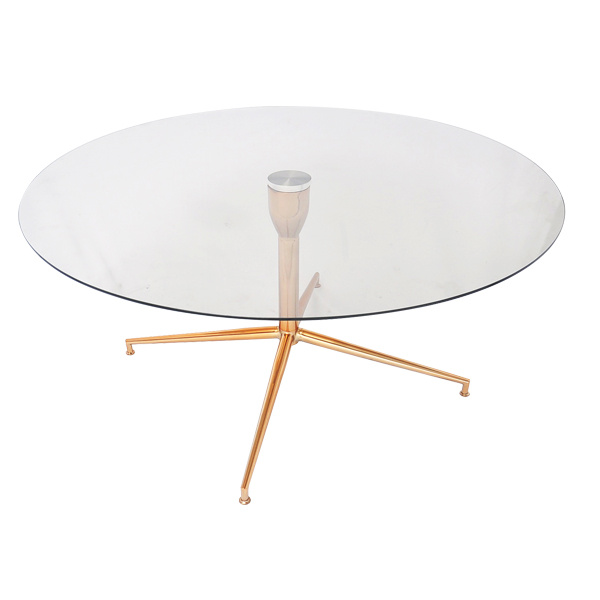 TS-0904CT tempered glass top Rose Gold plating Coffee Table