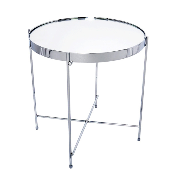 TS-0011C silver mirror top chrome plating frame End Table