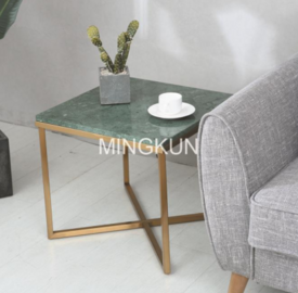 Metal Frame Gold Finish Round Marble End Coffee Table