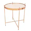 TS-0011-02-BGBN Pink Mirror top Copper Brushing legs End Table