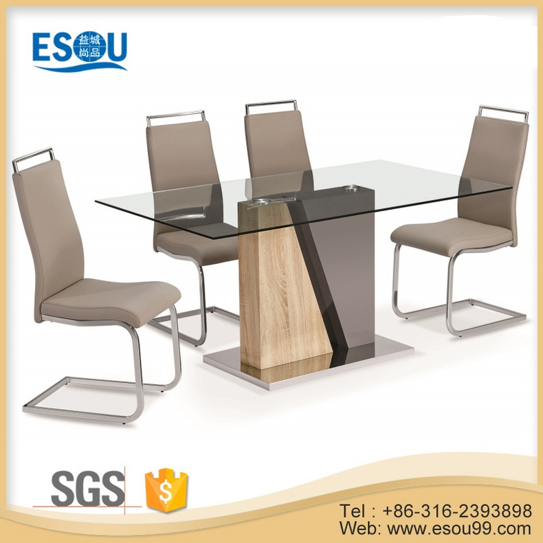 Tempered Glass Top Modern Dining Table