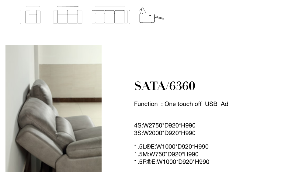 Power Recliner Leather Sofa-6360