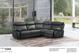 Recliner Leather Black Sofa-6363